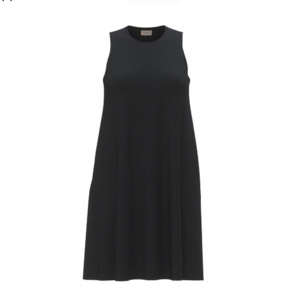 LuLaRoe Womens Charlotte Dress Large Black Sleeveless Rayon Swing Pockets NWT